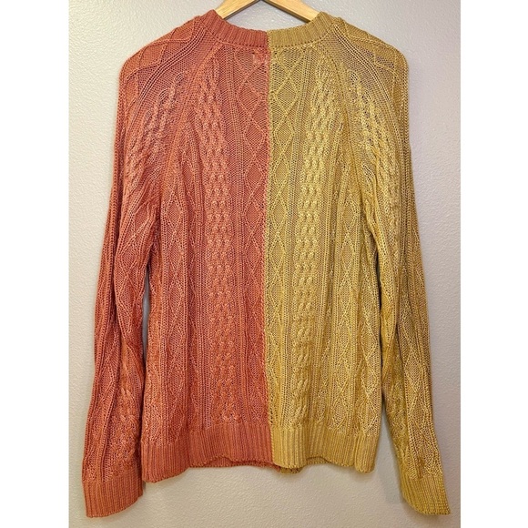 For Love and Lemons Knitwear Cable Knit Colorblock V Neck Button Down Cardigan - Picture 2 of 7